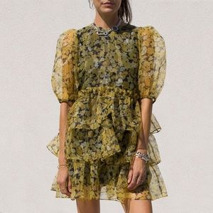 Ganni organza ruffle dress